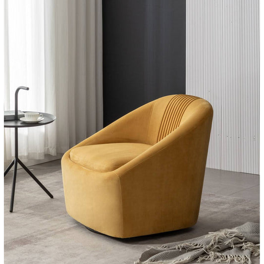 Arrun Velvet Swivel Barrel Chair Wade Logan Fabric