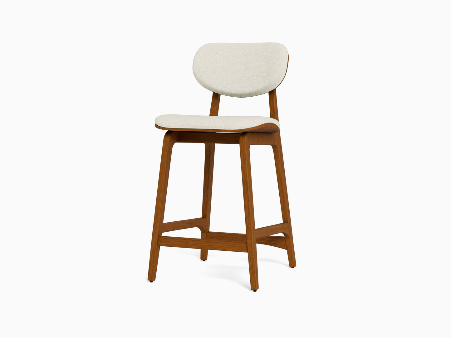 Washable Scandinavian Counter Stool | Off White Cover | Walnut Wood Stain | Levity