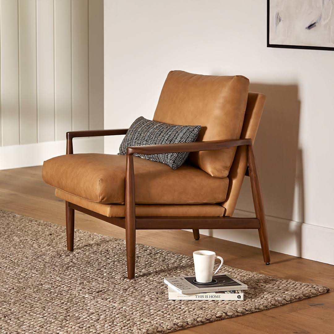 Article Lounge Chair Walnut Frame Removable Cushions