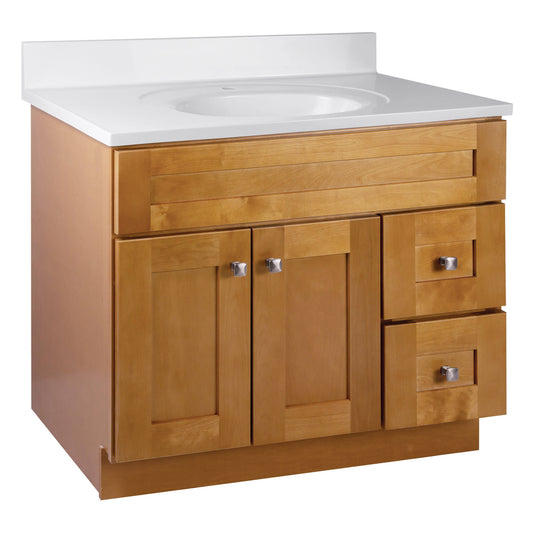 Brookings Vanity with Cultured Marble Top in Modern Birch, 37-in