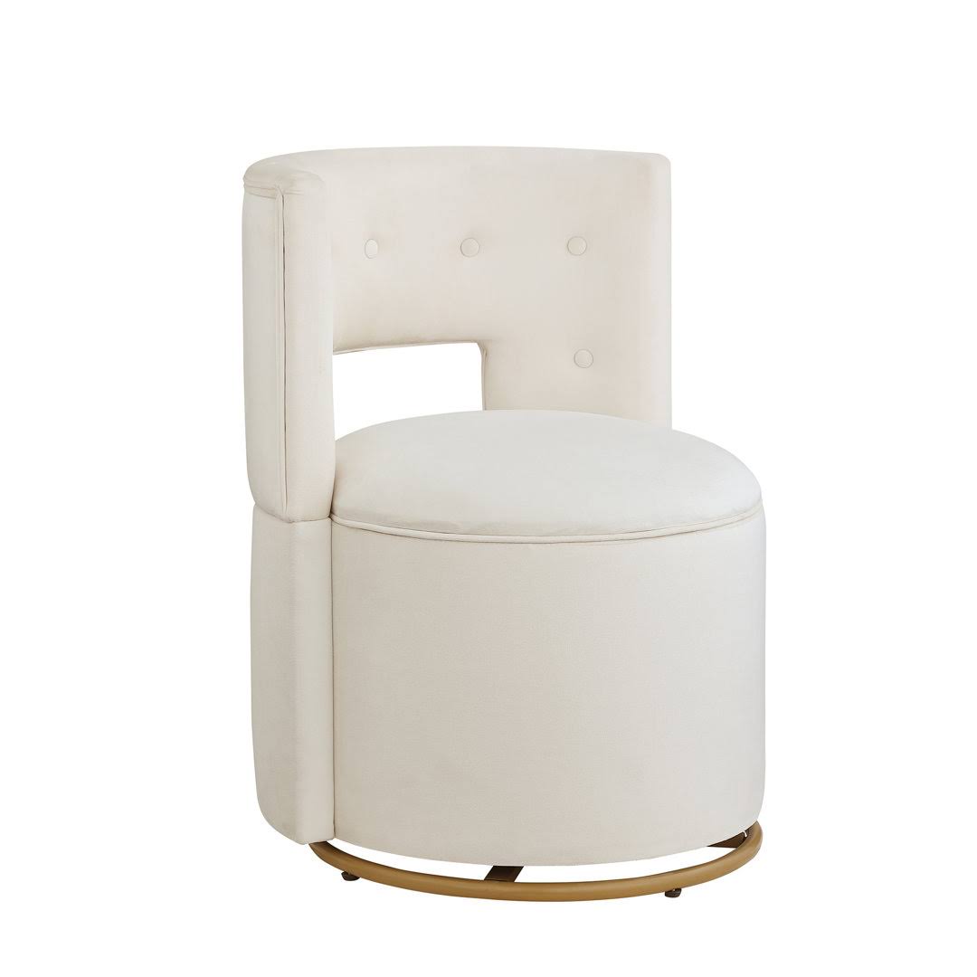 23.22 W Velvet Swivel Side Chair Quner Fabric: White Velvet