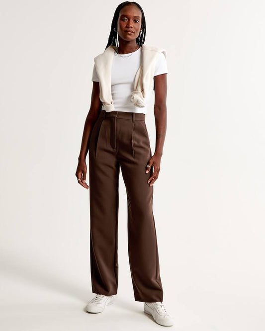 Womens Abercrombie & Fitch Tailored Relaxed Straight Pant