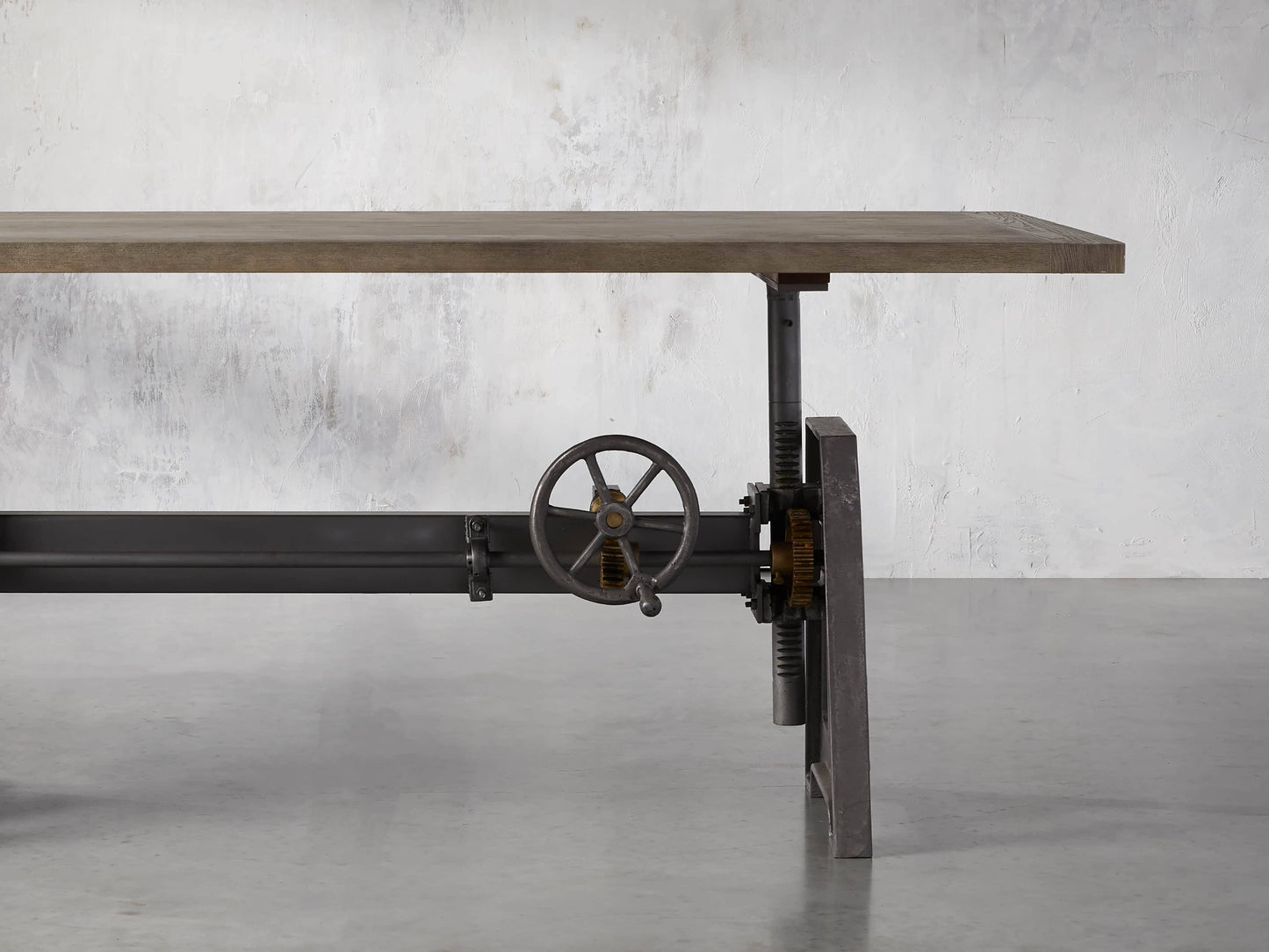 Arhaus Industrial Crank Desk in Graphite with Wynn Top Wood