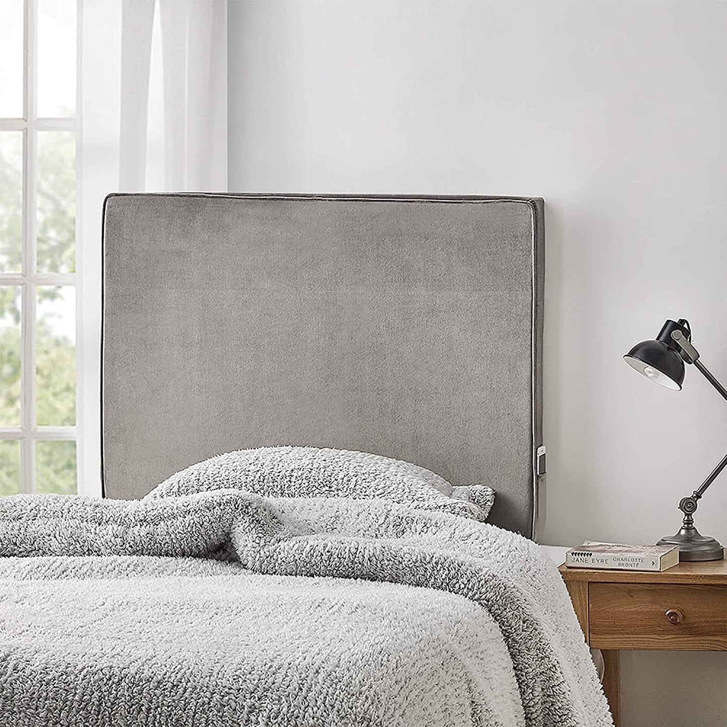 University Transitional Cushioned Dorm Headboard - Glacier Gray Plush