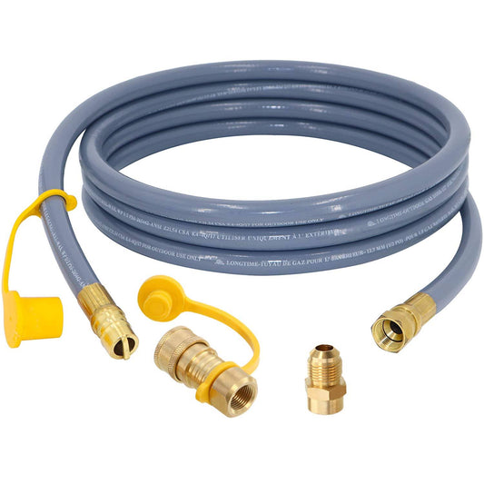 SUMNEW 12 Feet 1/2-Inch Natural Gas Hose with Quick Connect Fitting for BBQ Grill Pizza Oven Patio Heater and More NG Appliance Propane to Natural Gas