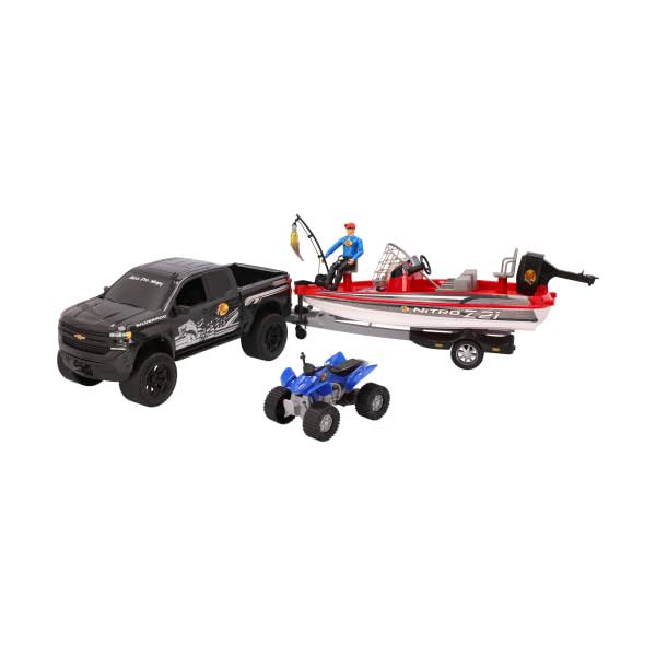 Bass Pro Shops Imagination Adventure Chevy Silverado with Bass Boat Playset for Kids