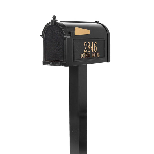 Whitehall Modern Deluxe Capitol Mailbox Post Package Black/Silver