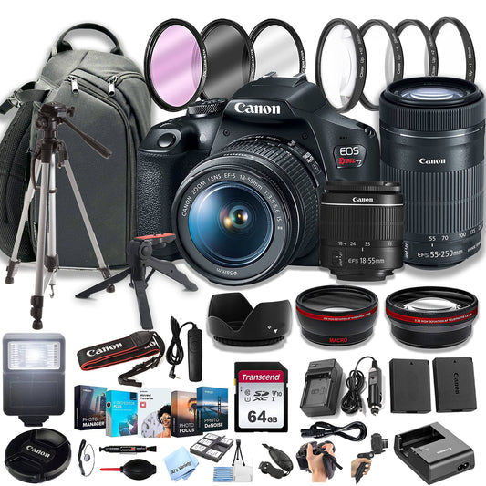 Canon Rebel T7 DSLR Camera with EF-S 18-55 mm f/3.5-5.6 Is II Lens +Deal Expo Essential Bundle with Canon USA Warranty