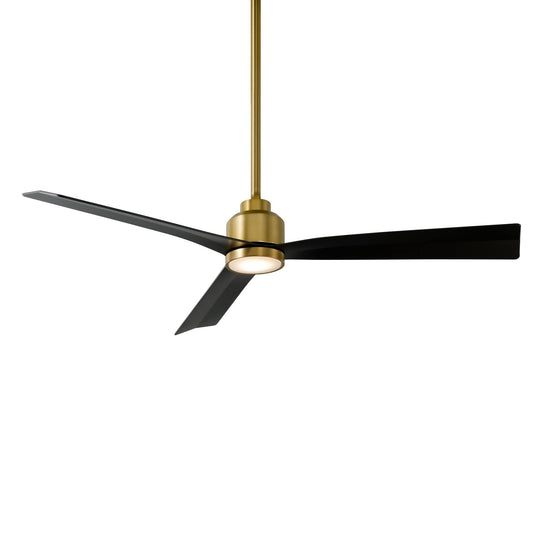 WAC Clean 52 Outdoor Ceiling Fan with Remote, Soft Brass Matte Black