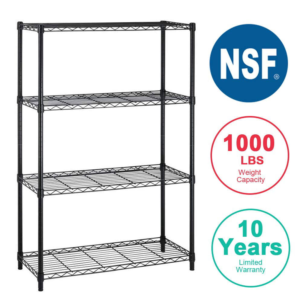 Bestoffice 4 Shelf Wire Shelving Unit Garage NSF Wire Shelf Metal Storage Shelves Heavy Duty Height Adjustable for 1000 lbs Capacity