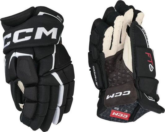 CCM Jetspeed FT6 Hockey Gloves - Senior - Black/Red - 14.0