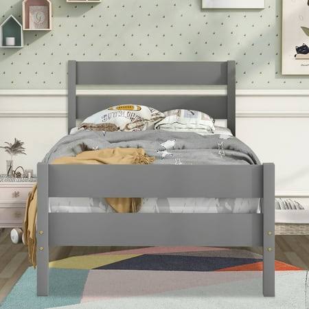 SYNGAR Full Bed Frames, Wood Full Bed Frame with Headboard and Footboard, Kids Bed Frame Full Wooden Bedframes Platform with Storage for Girls Boy No