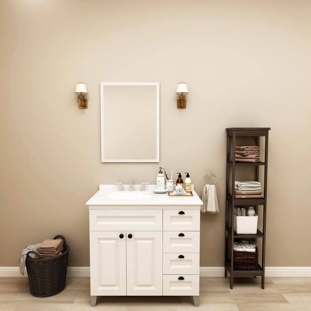 36 in. W x 21 in. D x 35 in. H Single Sink Freestanding Bath Vanity in White