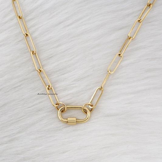 Baby 14k Gold Carabiner Necklace 14k Carabiner 14k Gold Carabiner Lock