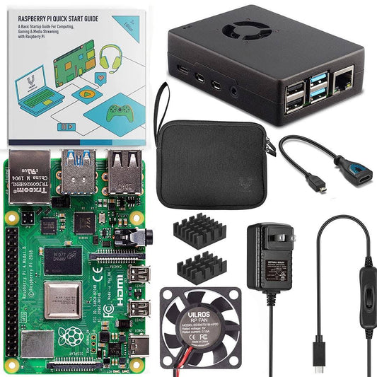 Vilros Raspberry Pi 4 Basic Starter Kit with Fan-Cooled Heavy-Duty Aluminum Alloy Case (2GB Black)