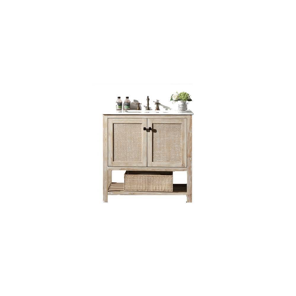 36 in. White wash Vanity with White Marble Top with White Basin