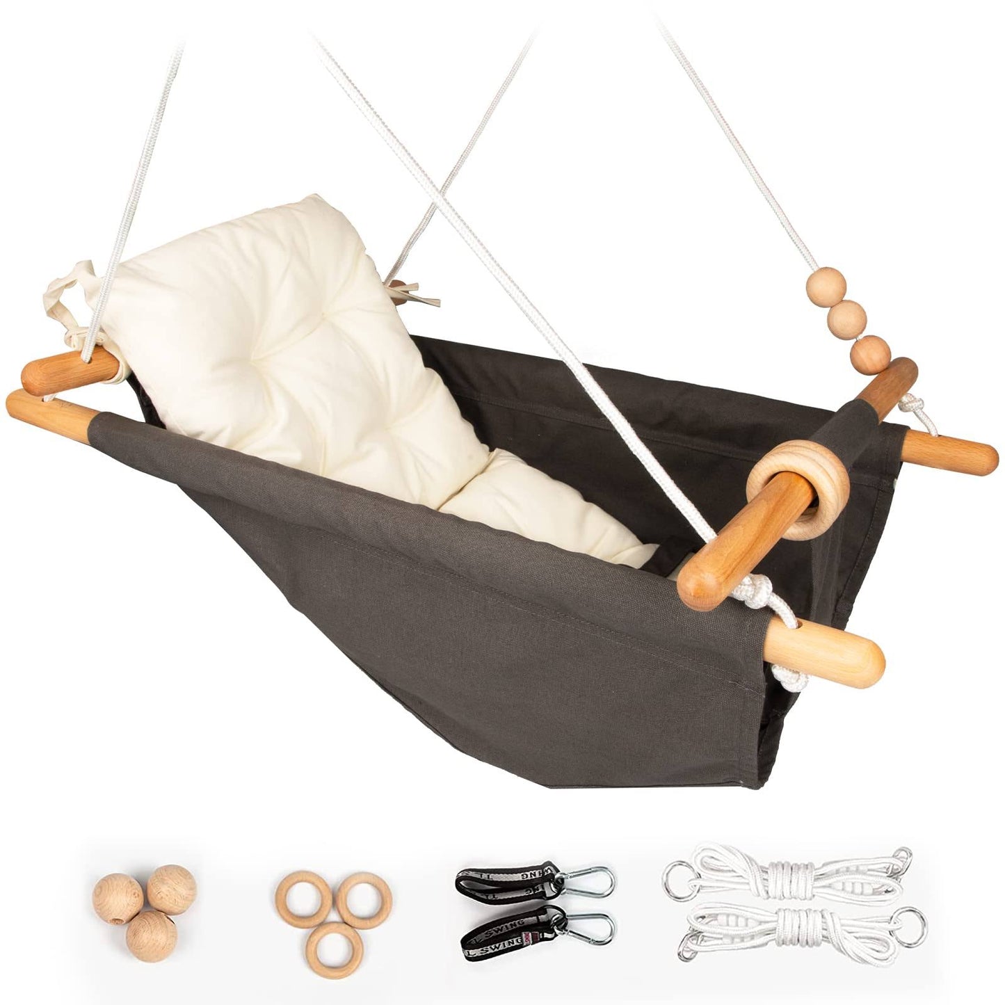 Tislly Baby Swing Outdoor and Indoor, Canvas Baby Hammock Swing for Baby to Toddler, Hanging Swing Seat with Safety Belt Outside Tree Swing Gift for