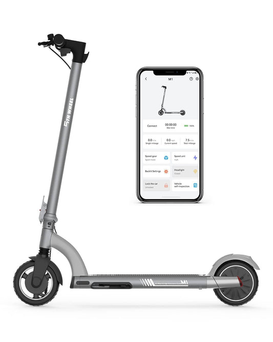 5TH WHEEL M1 Electric Scooter - 13.7 Miles Range & 15.5 MPH, 500W Peak Motor, 8 Inner-Support Tires, Triple Braking System, Foldable Electric