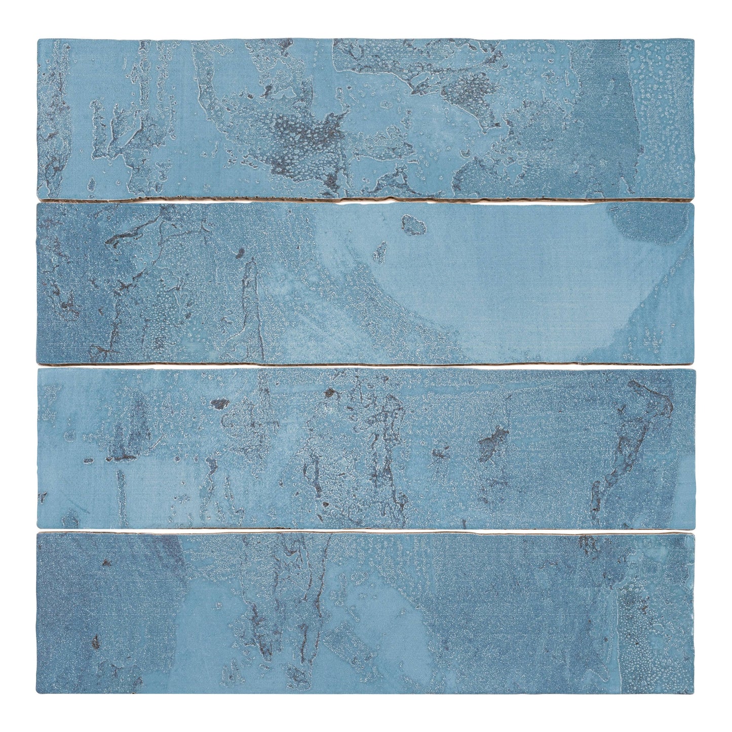 Andova Splash Neptune Blue 3 inch x 12 inch Ceramic Subway Glossy Textured Look Wall Tile, Size: Case, Other