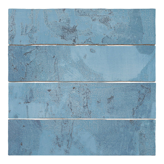 Andova Splash Neptune Blue 3 inch x 12 inch Ceramic Subway Glossy Textured Look Wall Tile, Size: Case, Other