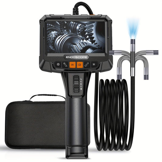 5.0 Inch 2-Way Articulating Borescope 8.5mm/0.33inch Borescope Inspection Camera, HD 1080P Endoscope LED Illumination For Automotive Aircraft