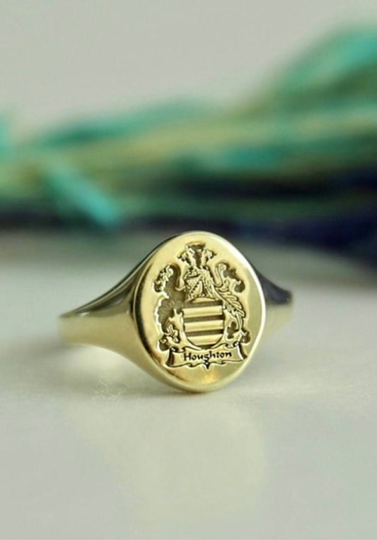 14k Gold Family Crest Ring-Coat of Arms-Custom Signet Ring-Personalized Jewelry-Personalized Ring-Gold Ring-JX21