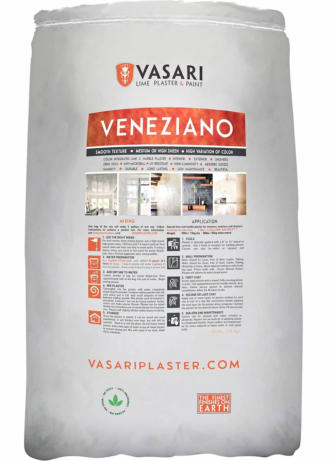 VASARI Lime Plaster & Paint Veneziano Plaster Made from Natural Lime and Powdered Marble