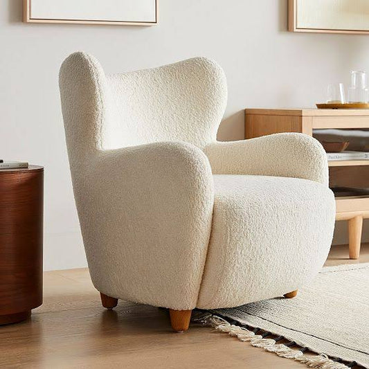 West Elm Jodi Wing Chair Poly Almond