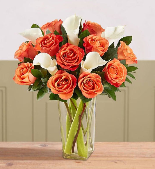 1-800-Flowers Autumn Rose & Calla Lily Bouquet Vase