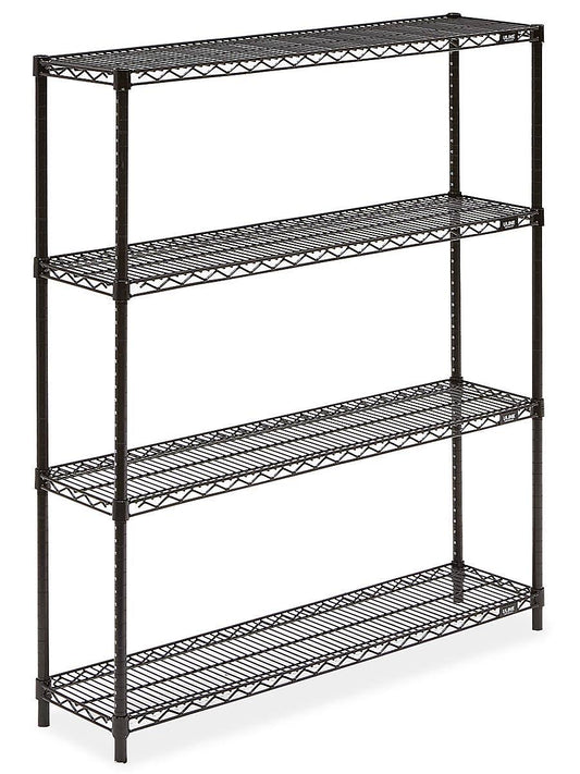 Uline Black Wire Shelving Unit 48 x 12 x 54