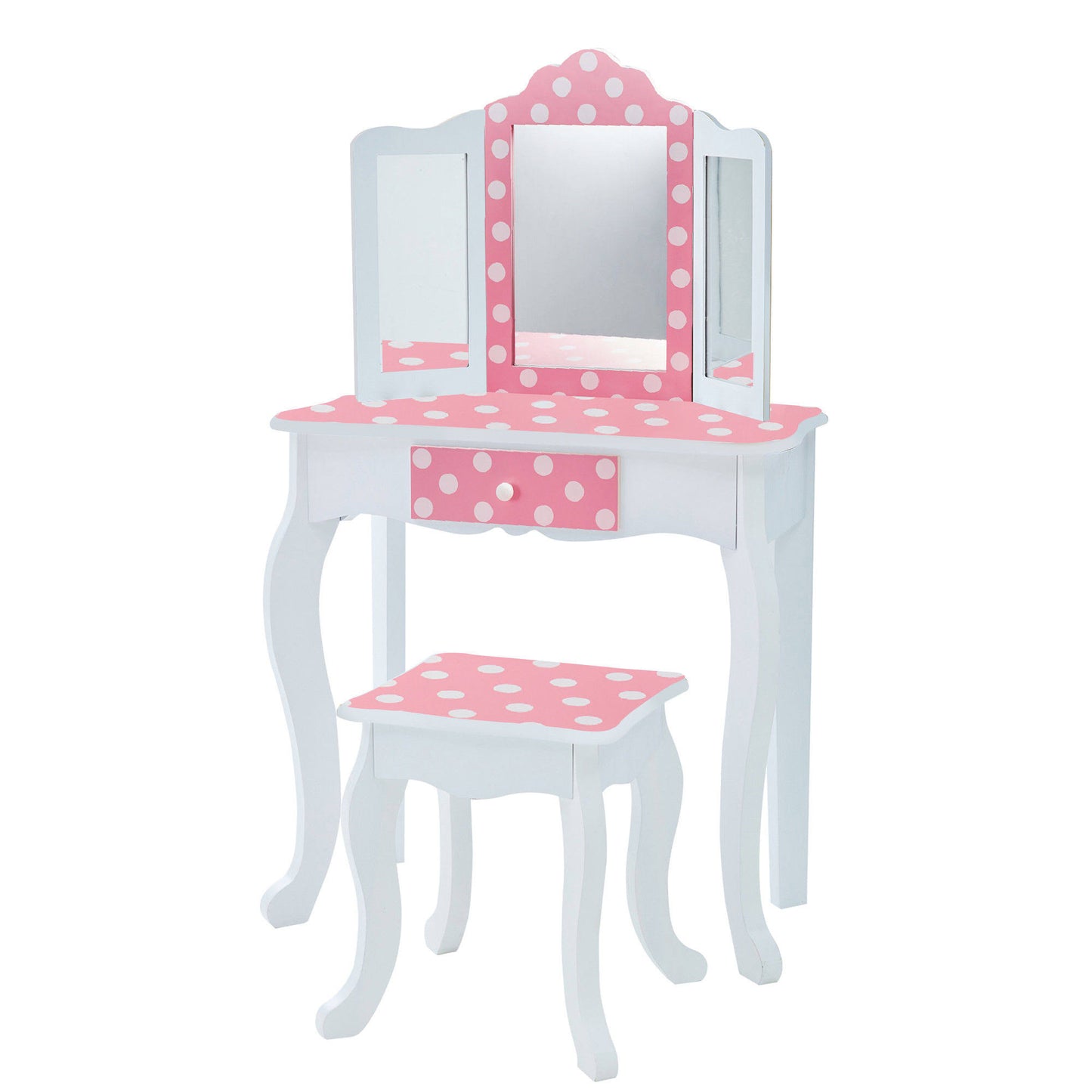 Teamson Kids Fashion Prints Polka Dot Vanity Table and Stool Set