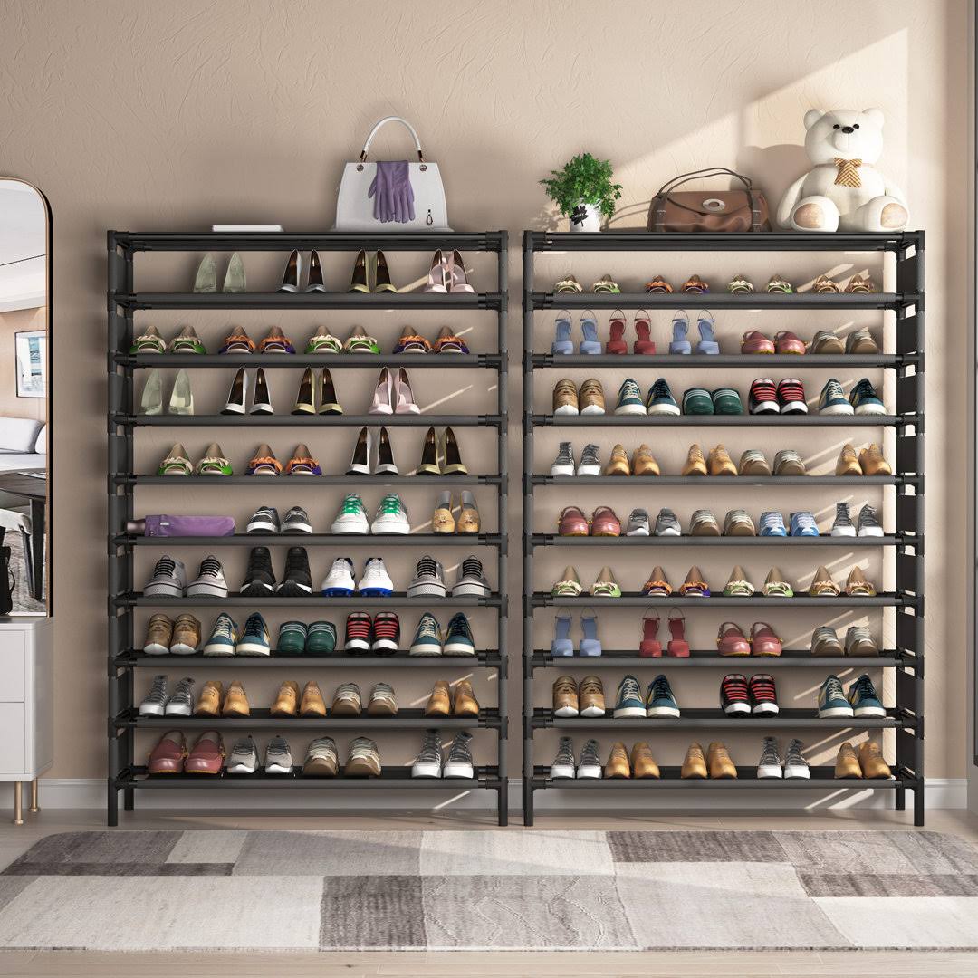 50 Pair 10 Tier Shoe Rack Rebrilliant Finish