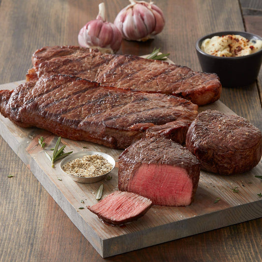 Welcome to Kansas City Sampler Steak Set - 2 Filet Mignon and 2 Strip Steaks from Kansas City Steaks