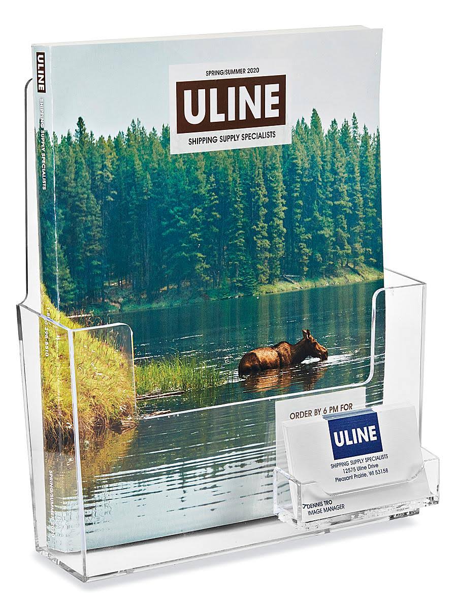 Uline Acrylic Literature with Business Card Holders 9 x 4 x 10