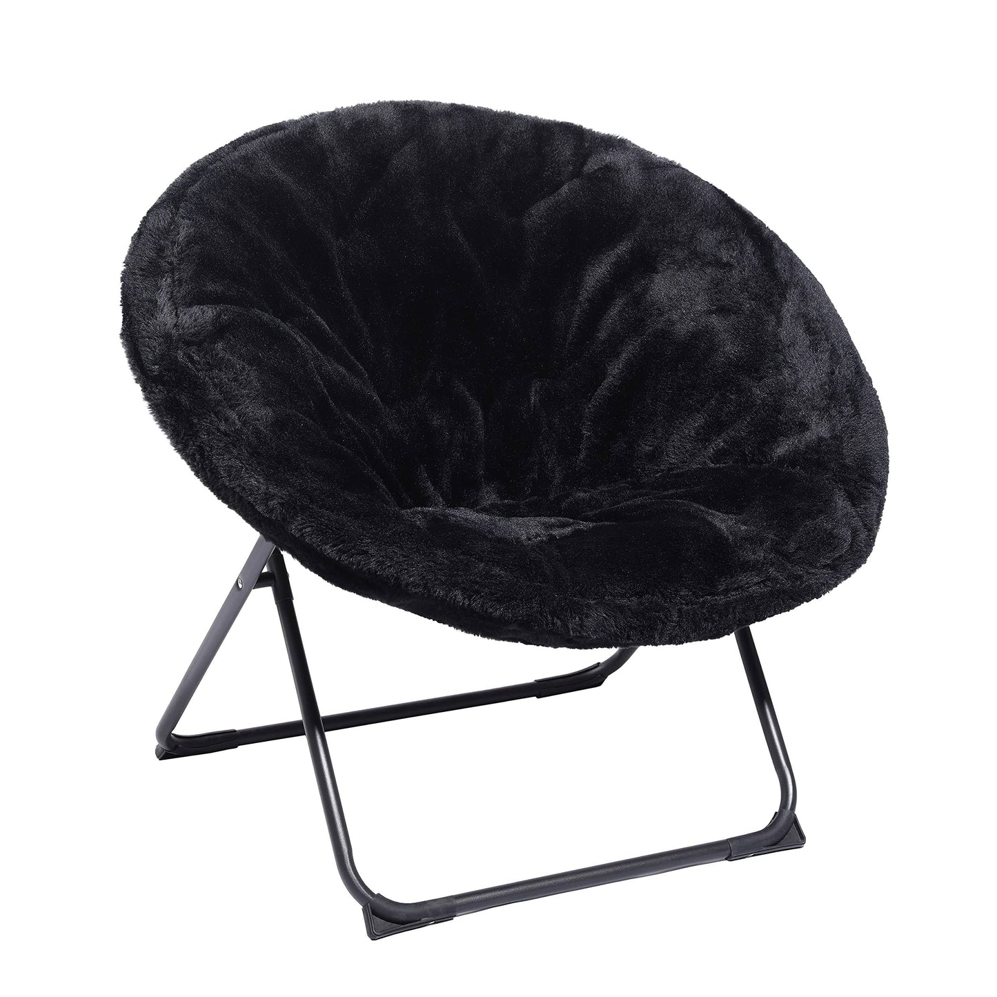 Ubon Cozy Chair Faux Fur Saucer Chair Oversized Folding Papasan Chair Comfy Moon Chair for Bedroom Living Room