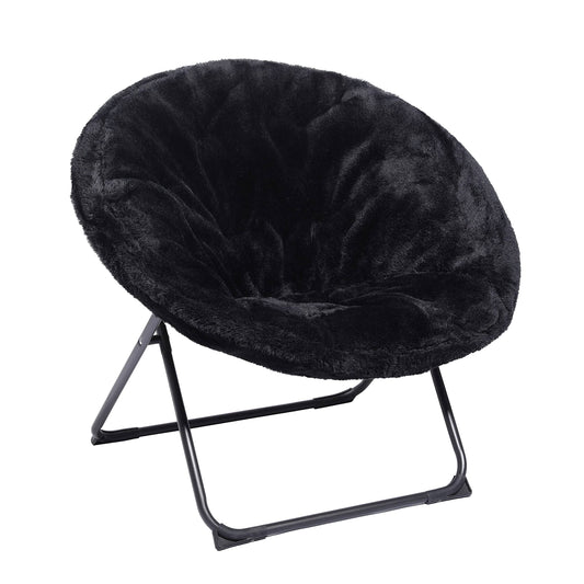 Ubon Cozy Chair Faux Fur Saucer Chair Oversized Folding Papasan Chair Comfy Moon Chair for Bedroom Living Room