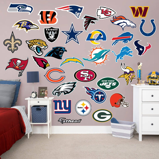 2022 Logo Collection - NFL Removable Adhesive Wall Decal 33 Wall Decals 12W x 9H