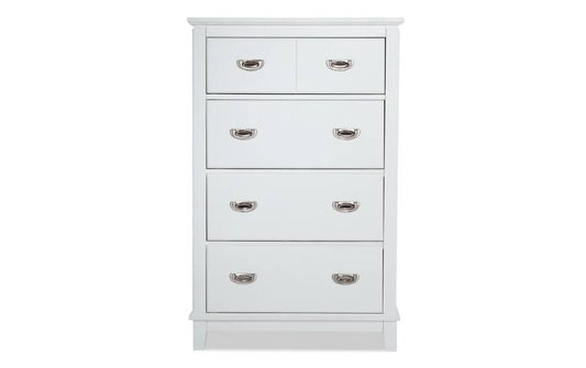 Chadwick 4 Drawer Chest in White Transitional Chests MDF/Poplar Solids/Veneers by Bobs Discount Furniture