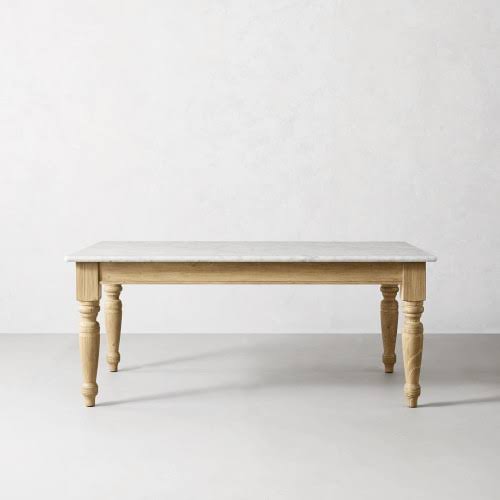 Williams-Sonoma Harvest Rectangular Dining Table Waxed Pine Marble