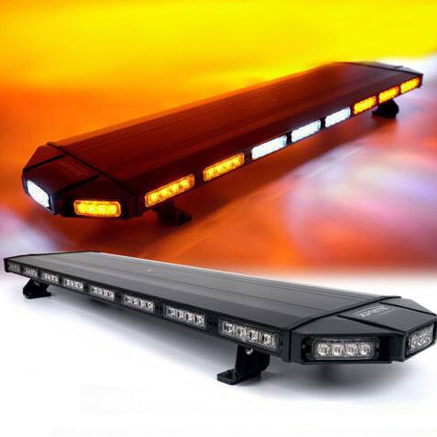 ZAWAYINE Safety Flashing 108 LED Amber White Emergency Light Bar - 47 Strobe Beacon Warn Truck Waterproof for Construction Vehicles Tow Snow Plows