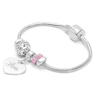 Adoré 3 Charm Starter Set Baby/Childrens Engraved Charm Bracelet for Girls