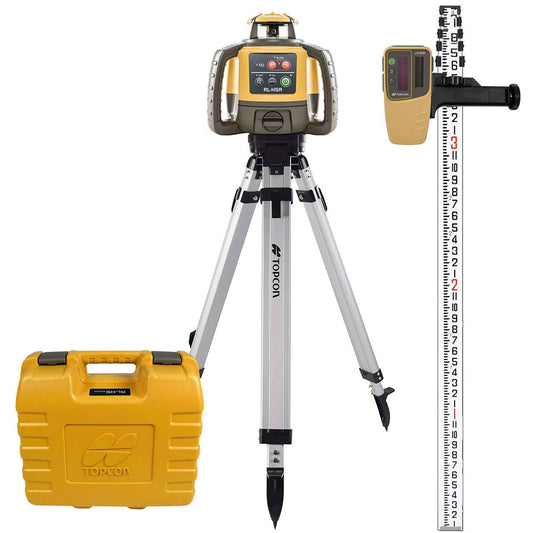 Topcon RL-H5A Self-Leveling Laser PS.DB Kit with LS-80L Receiver, Measuring Rod INCHES and Tripod - 1035259-01 (uses Alkaline Batteries)