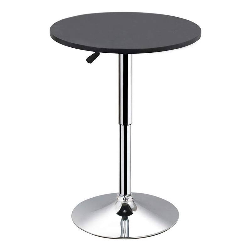 Yaheetech Adjustable Round Pub Table Counter Bar Height MDF Top Table 360 Degree Swivel Bar Tables Tall Cocktail Tables Bistro Table