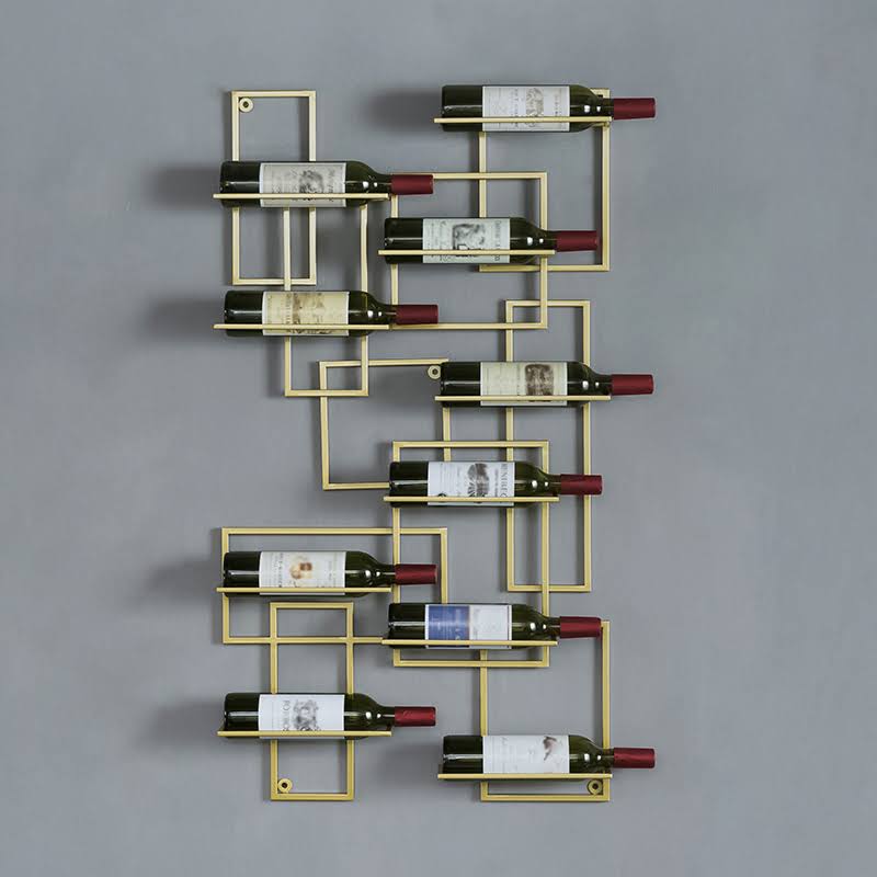 10-Bottle Modern Geometric Wall Mounted Wine Rack