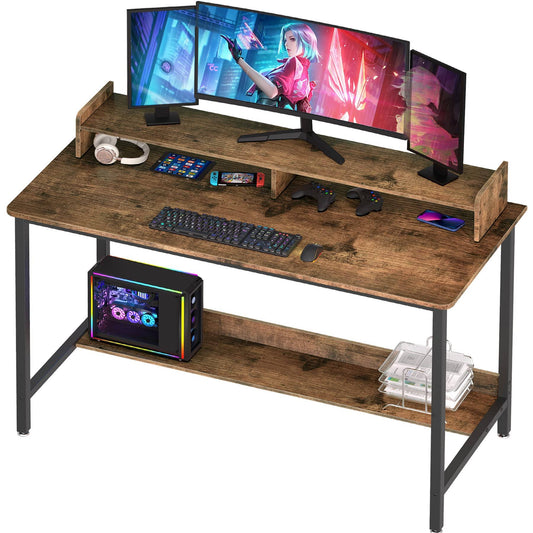 WOODYNLUX Computer Desk with Shelves, 43 Inch Gaming Writing Desk, Study PC Table Workstation with Storage for Home Office, Living Room, Bedroom,