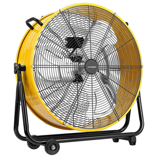 Vivosun Industrial Tilt Drum Fan 24 Heavy Duty High Velocity Floor Standing Fan 3 Speed Air Circulation