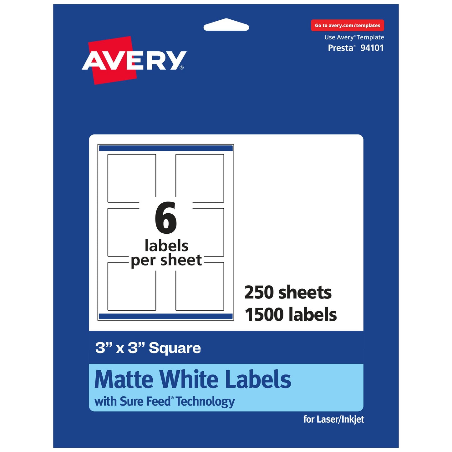 Avery Matte White Square Labels 3 inch x 3 inch 600 Labels Size: 3 x 3