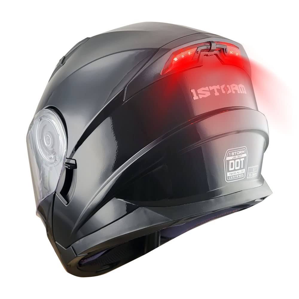 1storm New Motorcycle Bike Modular Full Face Helmet Dual Visor Sun Shield Modular901 with LED Tail Light: Glossy Pink, Size: Medium