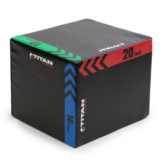 Titan Fitness Heavy Foam Plyometric Box 20in 24in 30in 3-in-1 Pro-Duty HIIT Exercise Foam Plyo Box Step-Up Box Squat Home Garage Gym Training