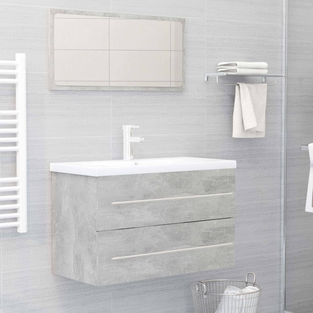 2 Piece Bathroom Furniture Set Concrete Gray Chipboard - Grey